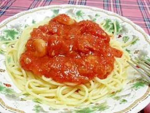 えびとトマトのシンプルパスタ